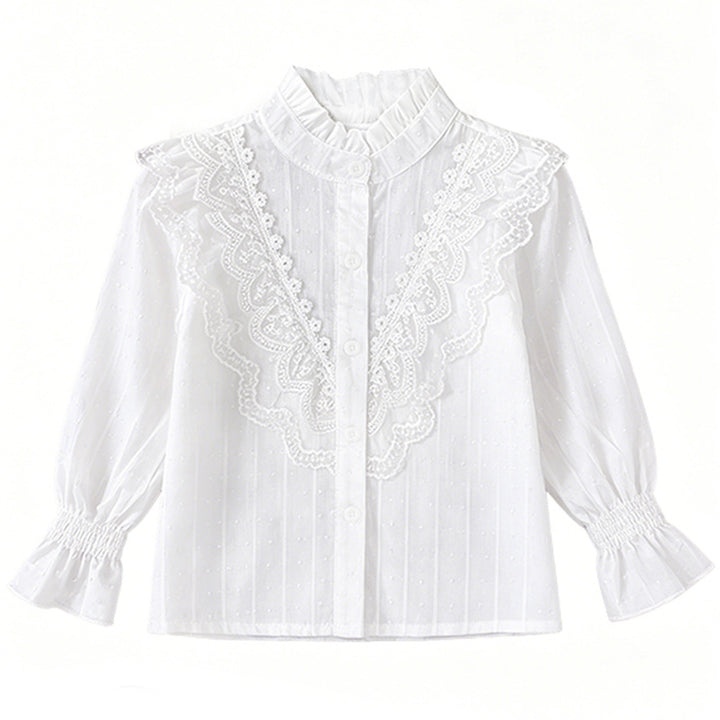 Mädchen elegante Bluse mit Rüschendetails und Spitzenbesatz Echo Archiv