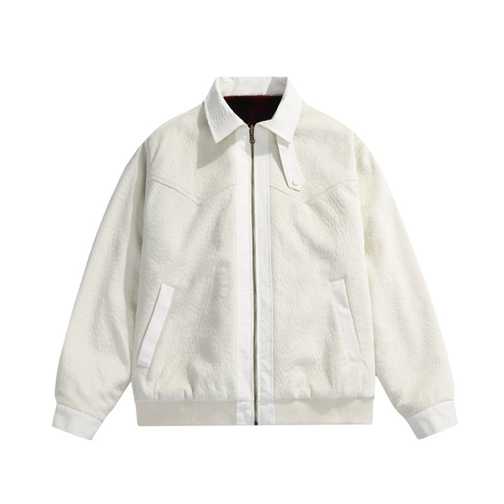 Herren Teddy-Fleece-Boxy-Jacke mit Hemdkragen, durchgehendem Metallreißverschluss & geripptem Saum Echoarchiv