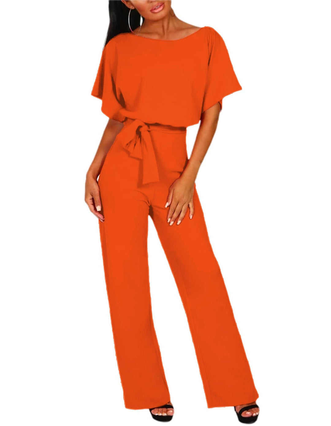 Damen elegantes Set bestehend aus fließender Bluse und weit geschnittenen Hosen Echoarchiv