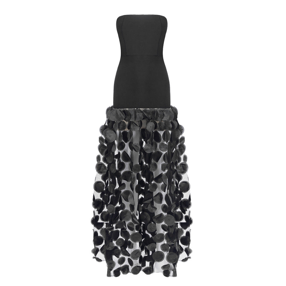 Damen Traumhaftes Tüll-Abendkleid ohne Ärmel und Volant-Design Echo Archiv
