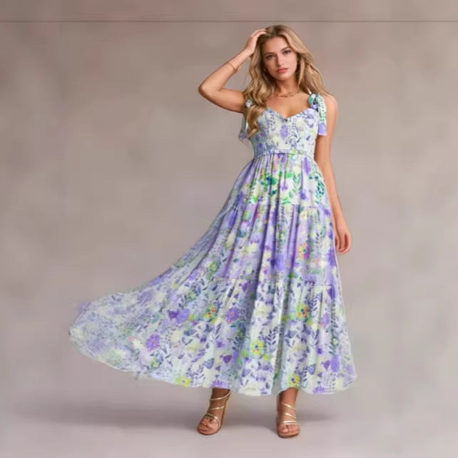 Damen Kleid mit verspieltem Floral-Design und Rüschenärmeln Echo Archiv