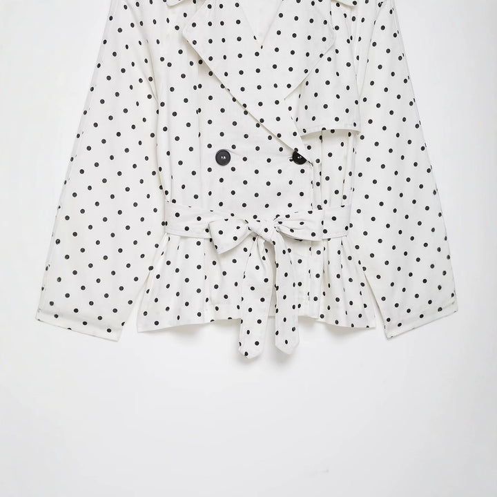 Damen Gepunktete Cropped Trenchjacke mit Bindegürtel Echo Archiv
