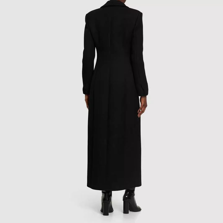 Damen Taillierter Longline-Mantel mit Reverskragen und Einreiher-Schnitt Echoarchiv