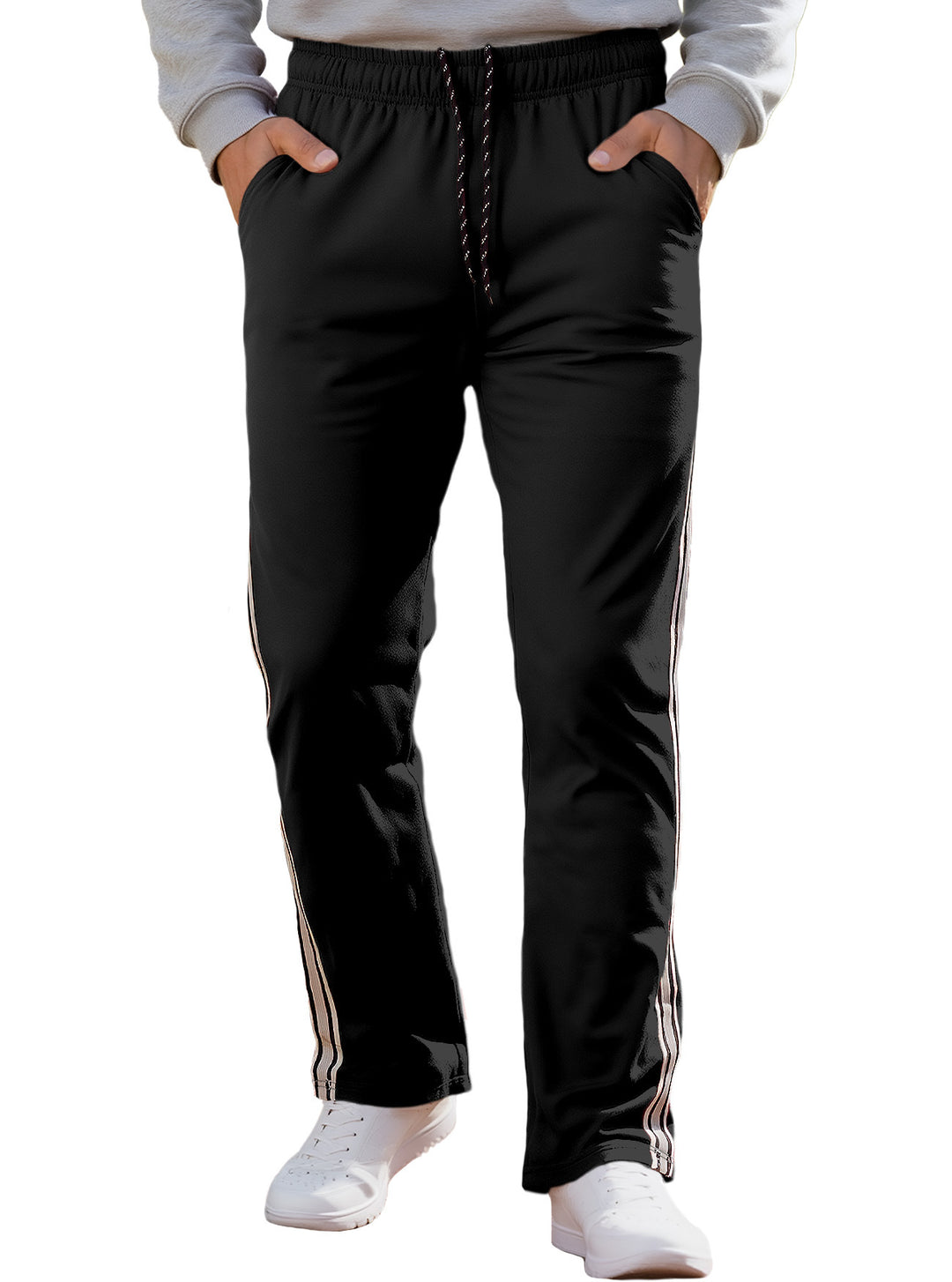 Herren nan Retro-Trackhose mit schmal zulaufendem Bein elastischem Bund Tunnelzug und seitlichen Streifen Echo Archiv