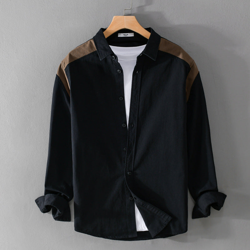 Herren Overshirt mit Kontrastpasse und lockerem Schnitt aus Baumwollmix Echoarchiv