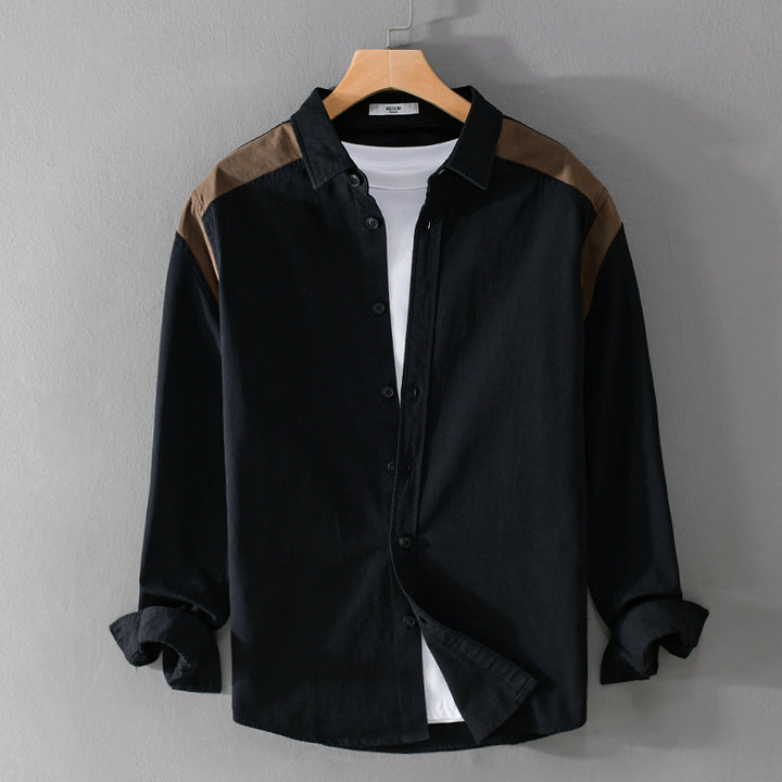 Herren Overshirt mit Kontrastpasse und lockerem Schnitt aus Baumwollmix Echoarchiv