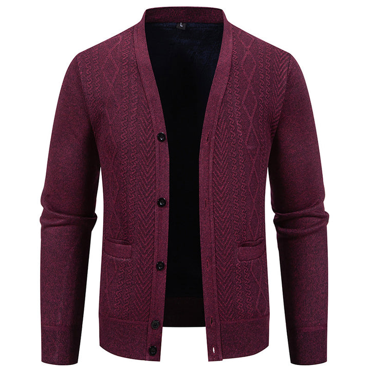 Herren Strickjacke mit strukturiertem Design und Knopfverschluss Echoarchiv