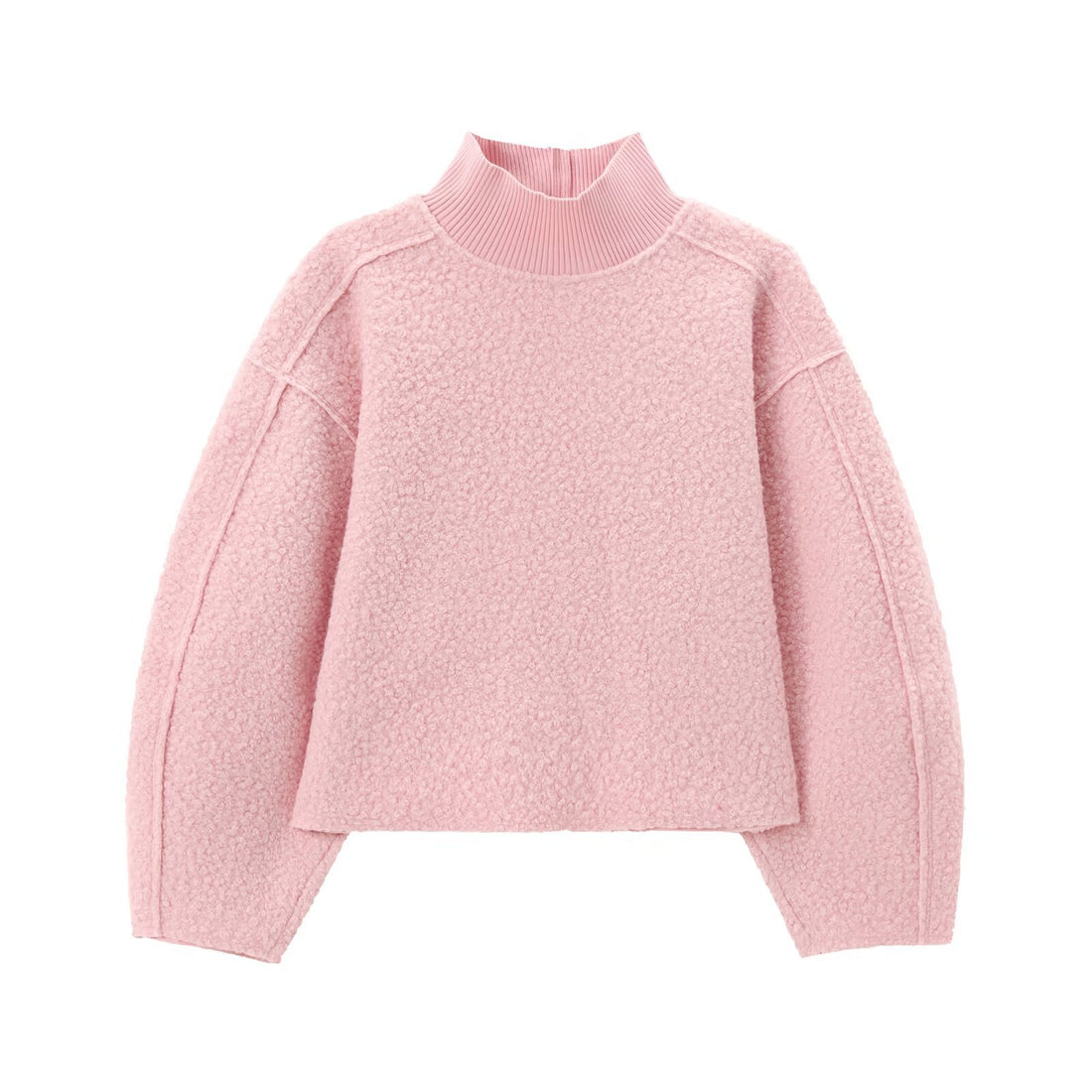 Damen Oversize Cropped Pullover mit Stehkragen und Ballonärmeln Echo Archiv