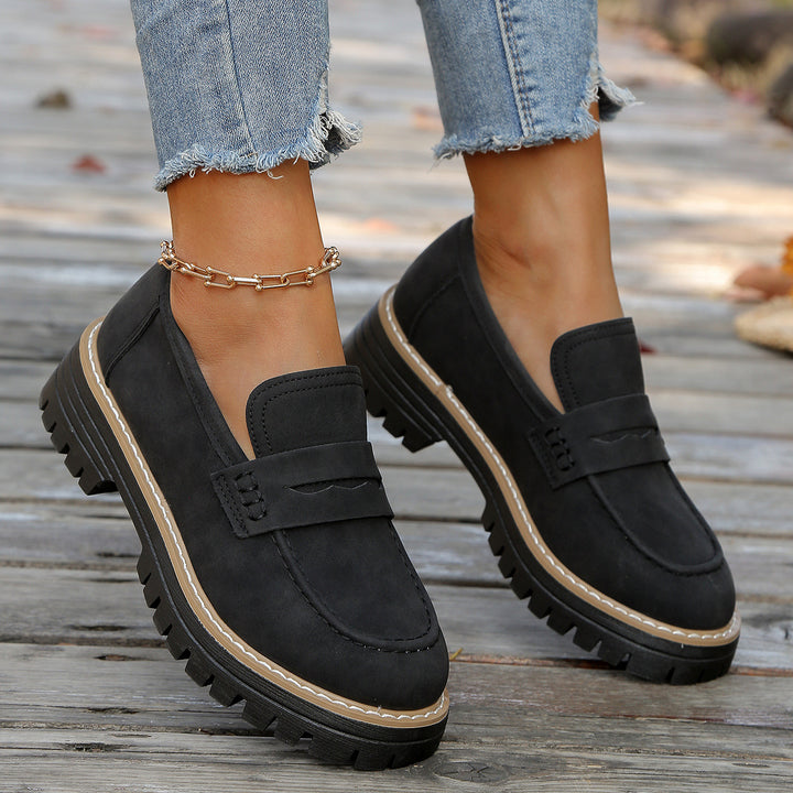 Damen robuste Loafer mit markanter Profilsohle, weichem Veloursoptik-Obermaterial und gepolstertem Komfortfußbett Echo Archiv