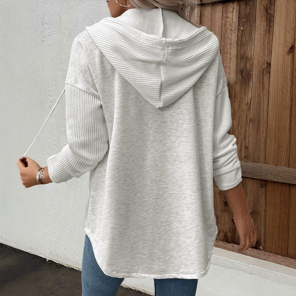Damen Modische Strickjacke mit Kapuze und Knopfleiste Echo Archiv