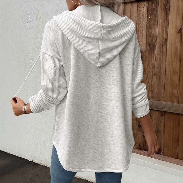 Damen Modische Strickjacke mit Kapuze und Knopfleiste Echo Archiv