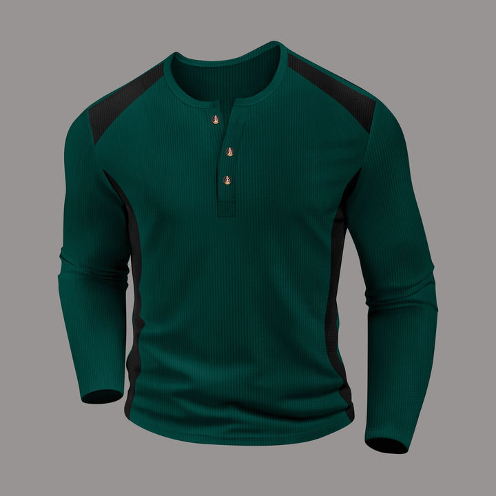Herren Langarmhemd mit charismatischem Henley-Ausschnitt von Echoarchiv