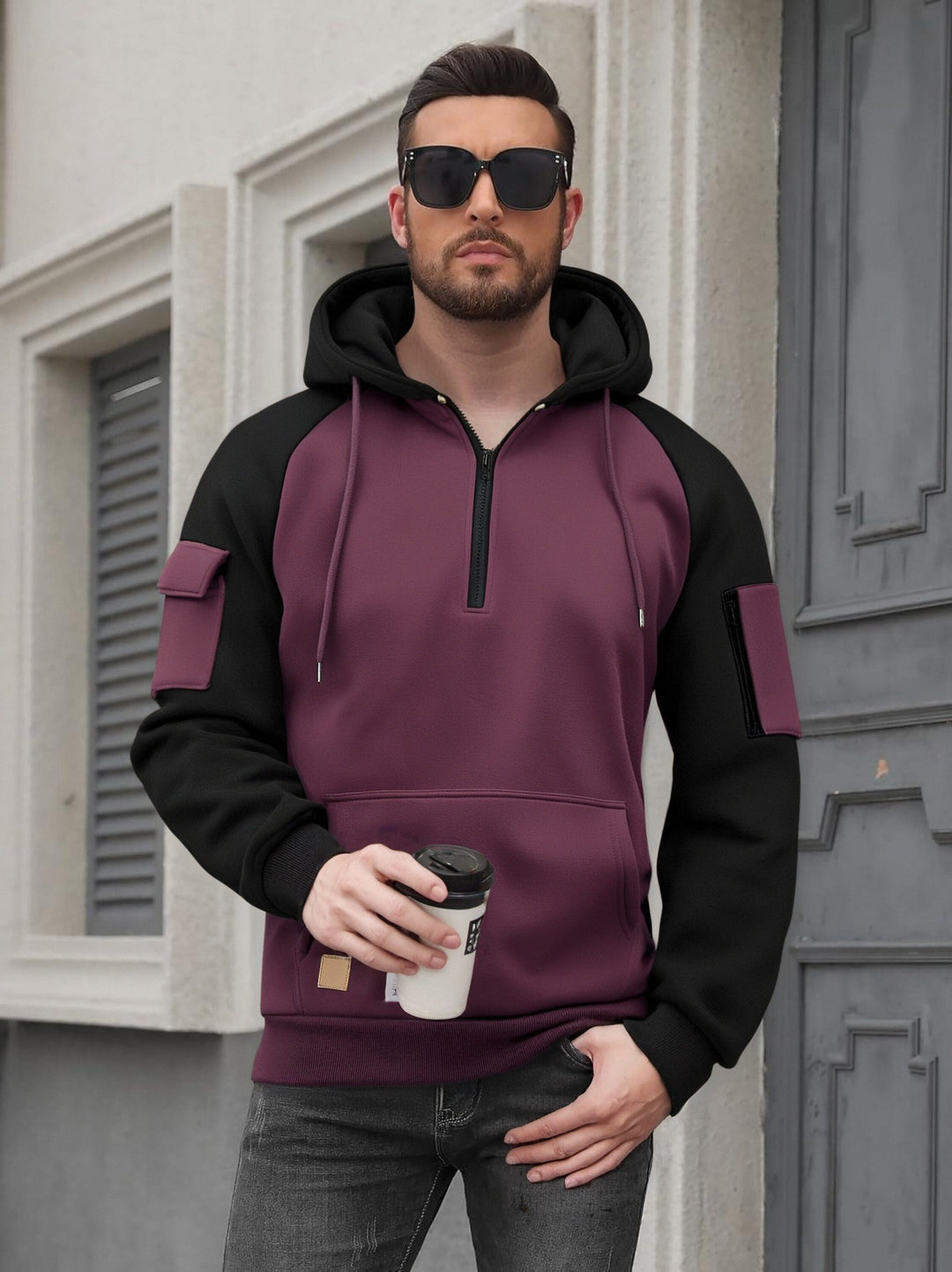 Herren Modischer Kapuzenpullover mit praktischen Reißverschluss-Details und sportlichem Schnitt Echoarchiv