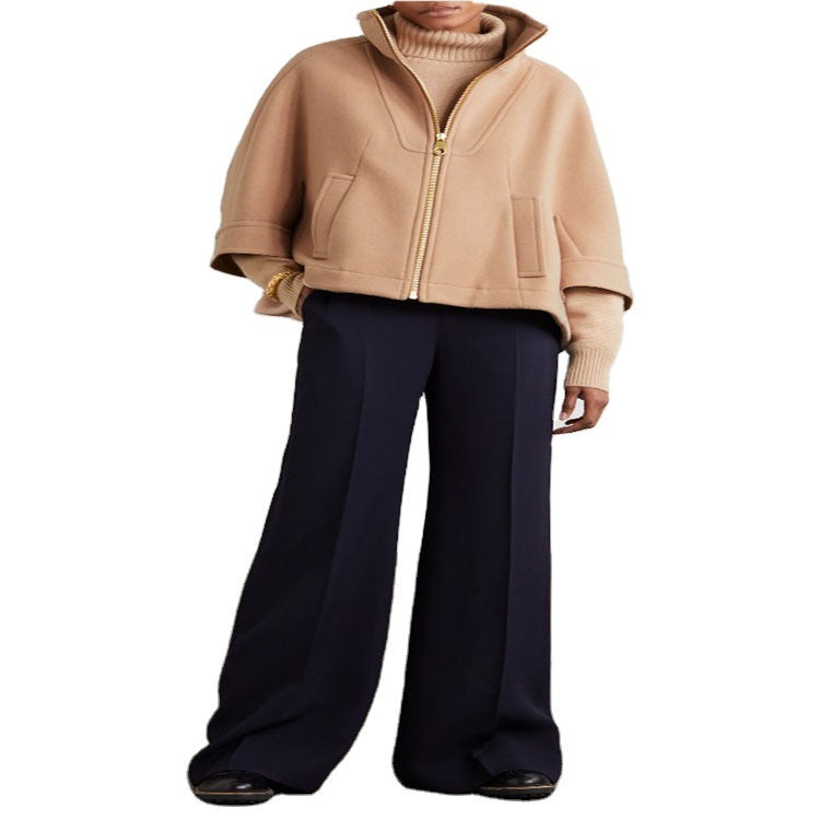 Damen Kurzcape-Jacke aus Wollmix mit Stehkragen und Reißverschluss Echoarchiv