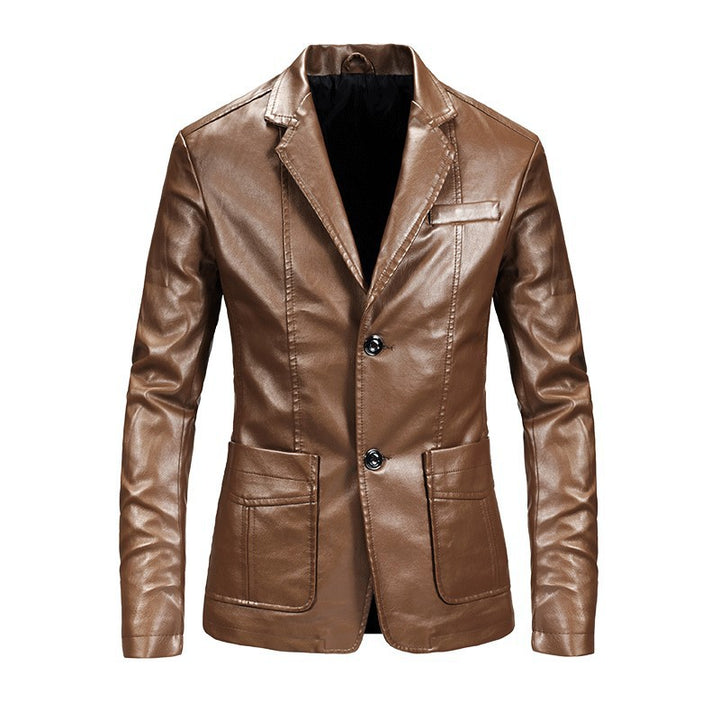 Herren elegante Kunstlederjacke mit modernem Schnitt und praktischen Taschen Echoarchiv
