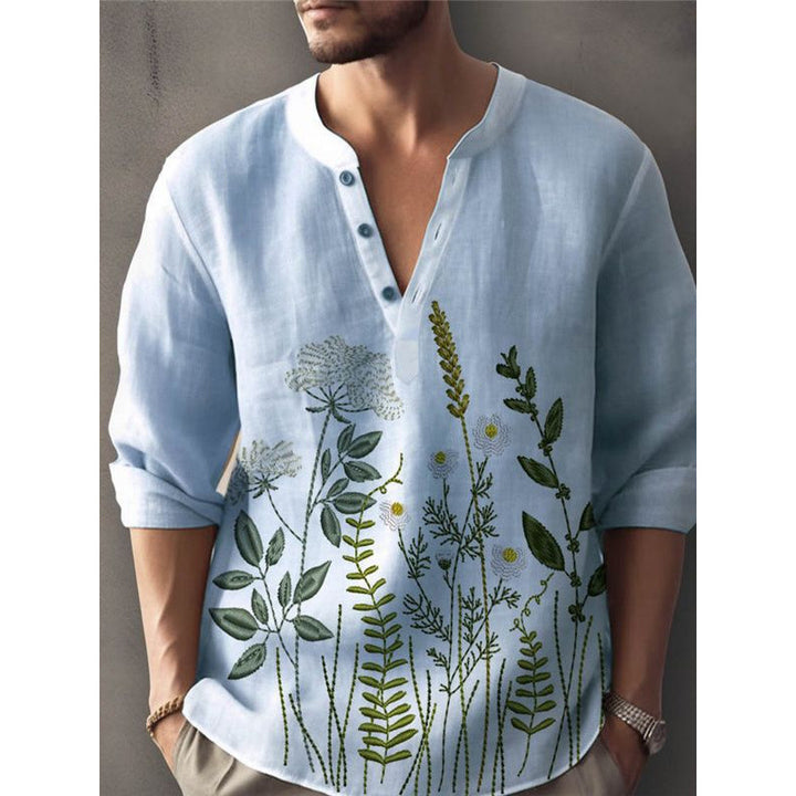 Herren Elegantes Floral Gesticktes Hemd Echoarchiv
