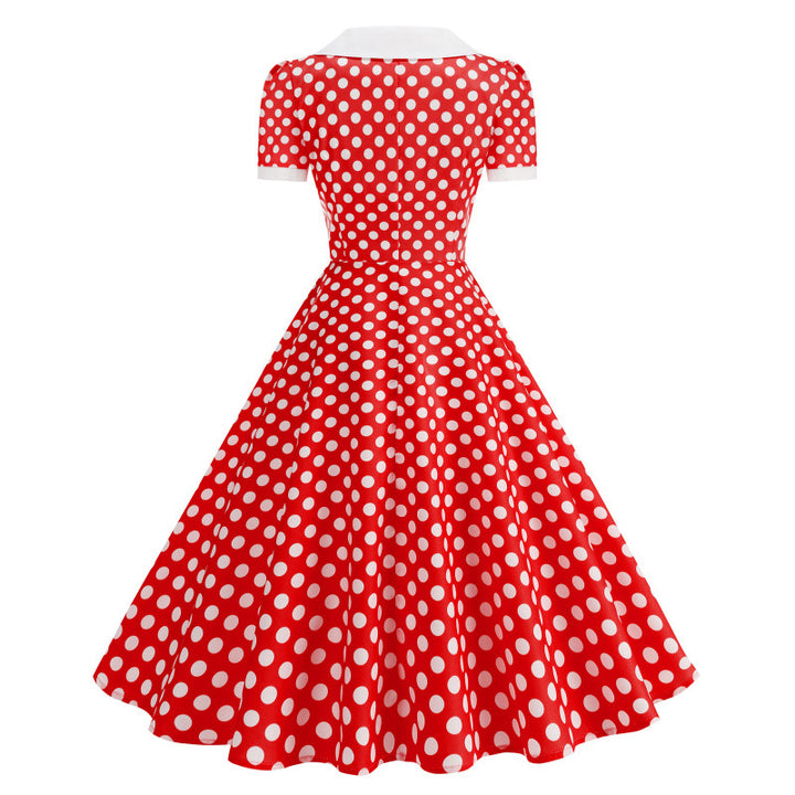 Damen Retro Maxikleid mit Kragen und Punkten Echo Archiv