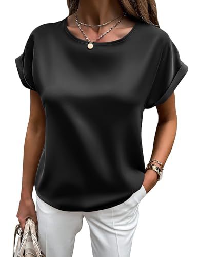 Echoarchiv | Satin-T-Shirt mit Umgeschlagenen Ärmeln für Damen