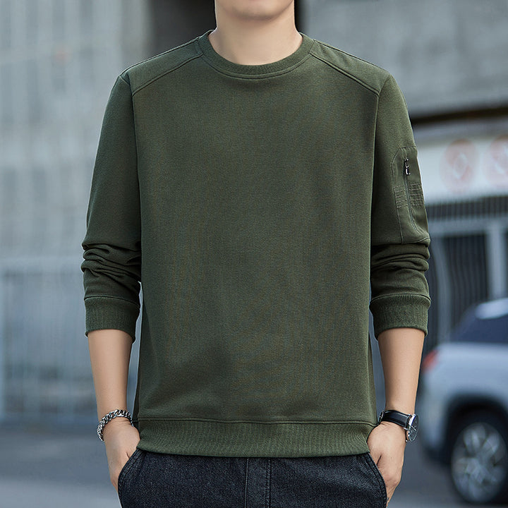 Herren Minimalistisches Sweatshirt mit Raglanärmeln und Reißverschluss-Ärmeltasche Echo Archiv