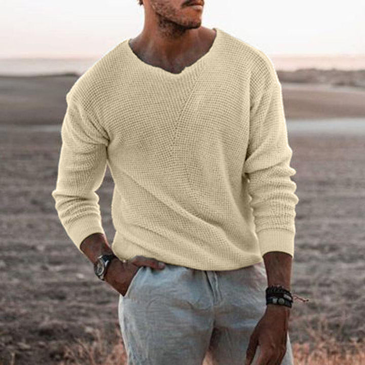 Herren Pullover mit V-Ausschnitt und strukturiertem Design Echoarchiv
