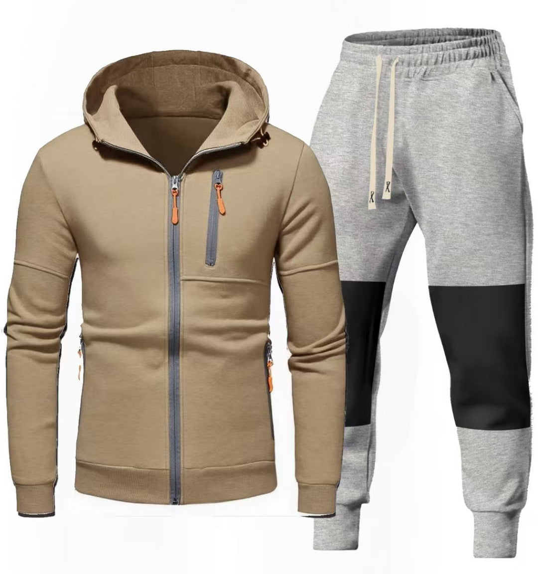 Herren Sportliches Hoodie- und Jogginghose-Set mit Funktionalen Reißverschlusstaschen Echoarchiv