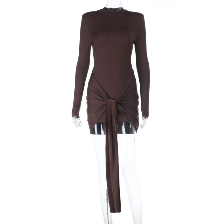 Damen figurbetontes Minikleid mit langen Ärmeln und raffiniertem Wickeldesign Echo Archiv