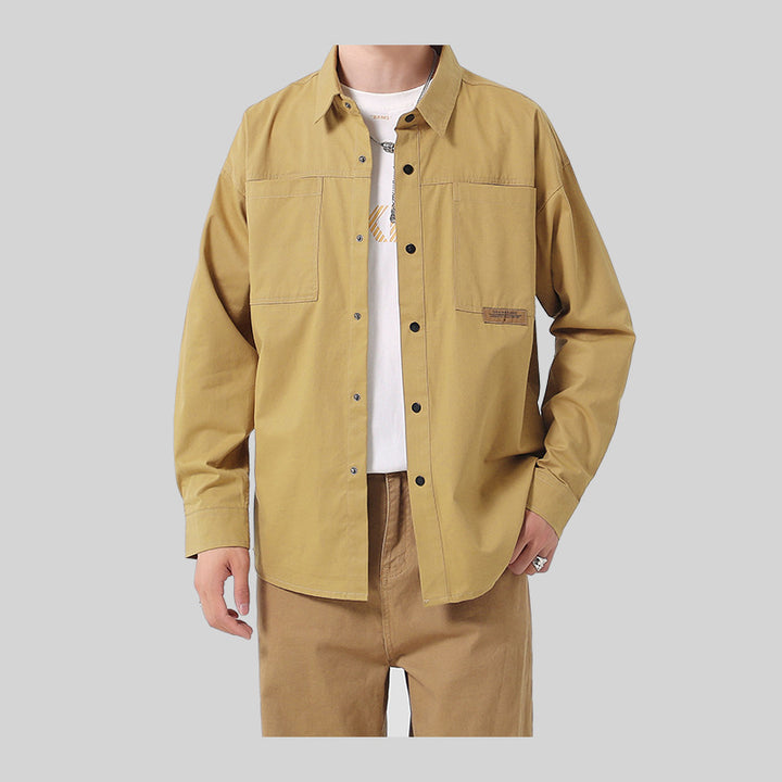 Herren lässige Utility-Hemdjacke mit großen Taschen und strapazierfähigem Baumwollmaterial Echoarchiv