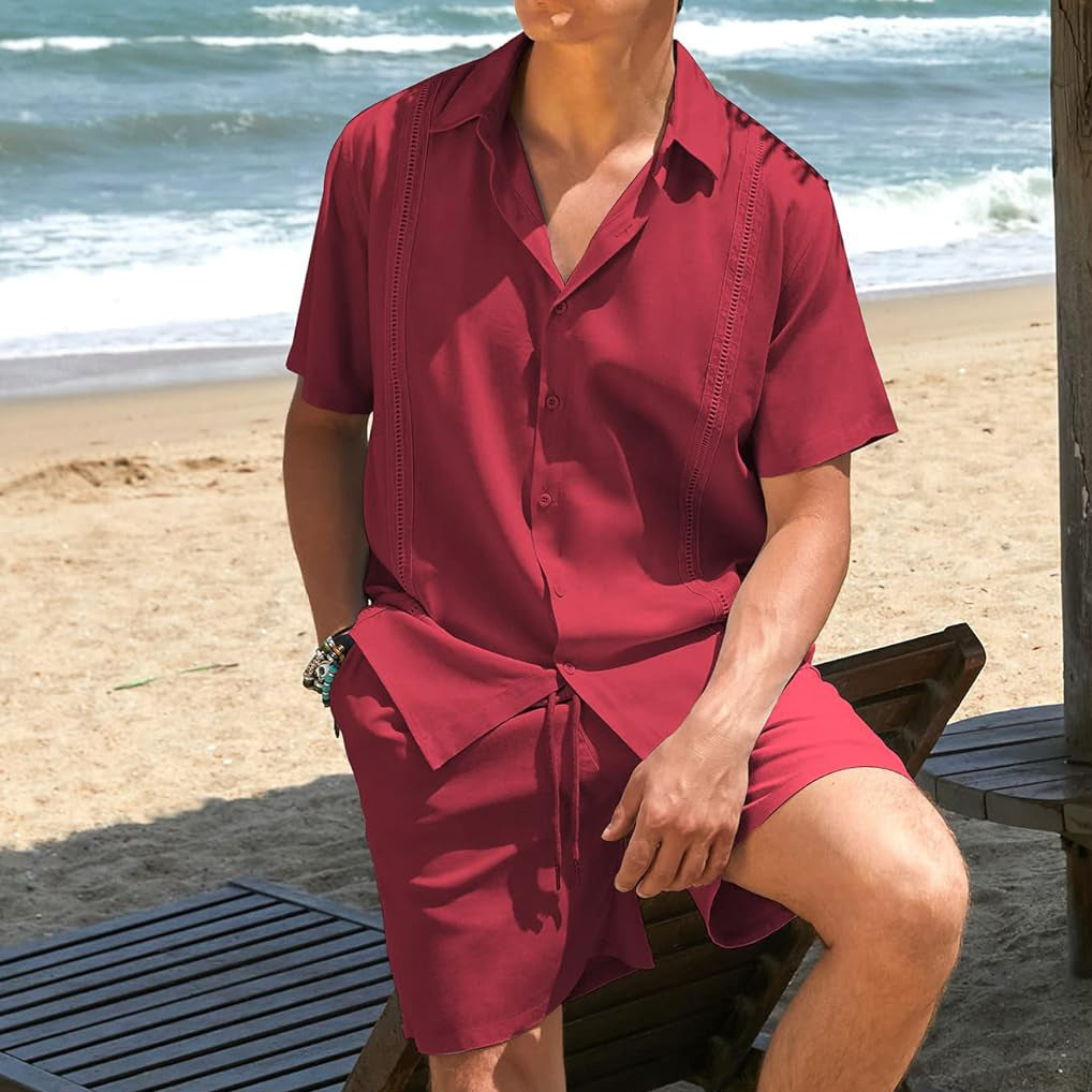 Herren lässiges Strandhemd mit kurzen Ärmeln und hochwertigem atmungsaktivem Stoff Echoarchiv