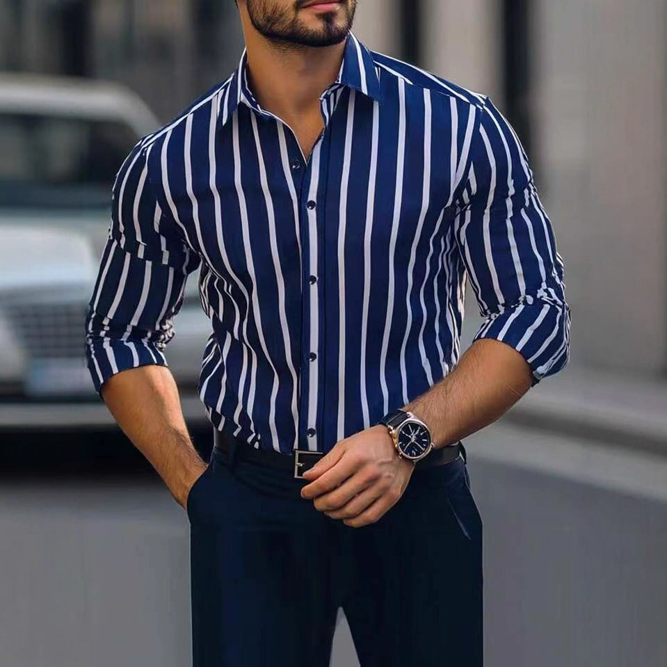 Herren Slim-Fit Hemd mit vertikalen Streifen Echoarchiv