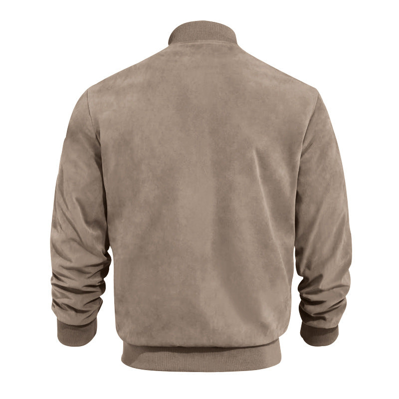 Herren lässige Lederjacke mit asymmetrischem Schnitt und Rippenbündchen Echoarchiv