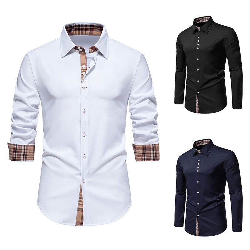 Herren elegantes Langarmhemd mit modernen Karo-Akzenten Echoarchiv