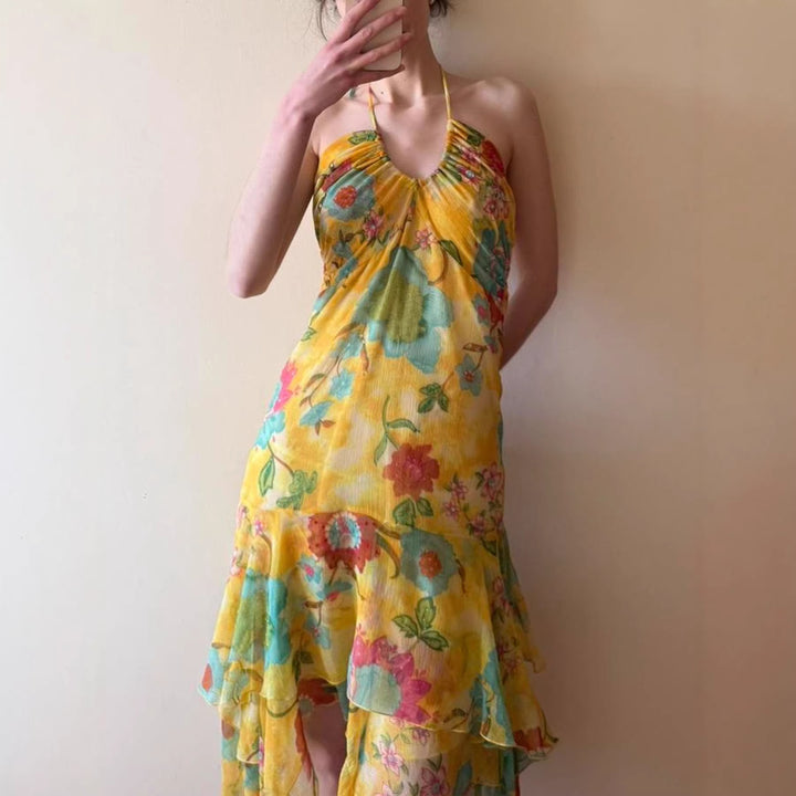 Damen Maxikleid mit floralem Lagenlook und Spaghettiträgern Echo Archiv