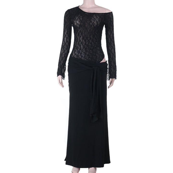 Damen eleganter Spitzen-Bodysuit mit schickem langen Rock Echo Archiv