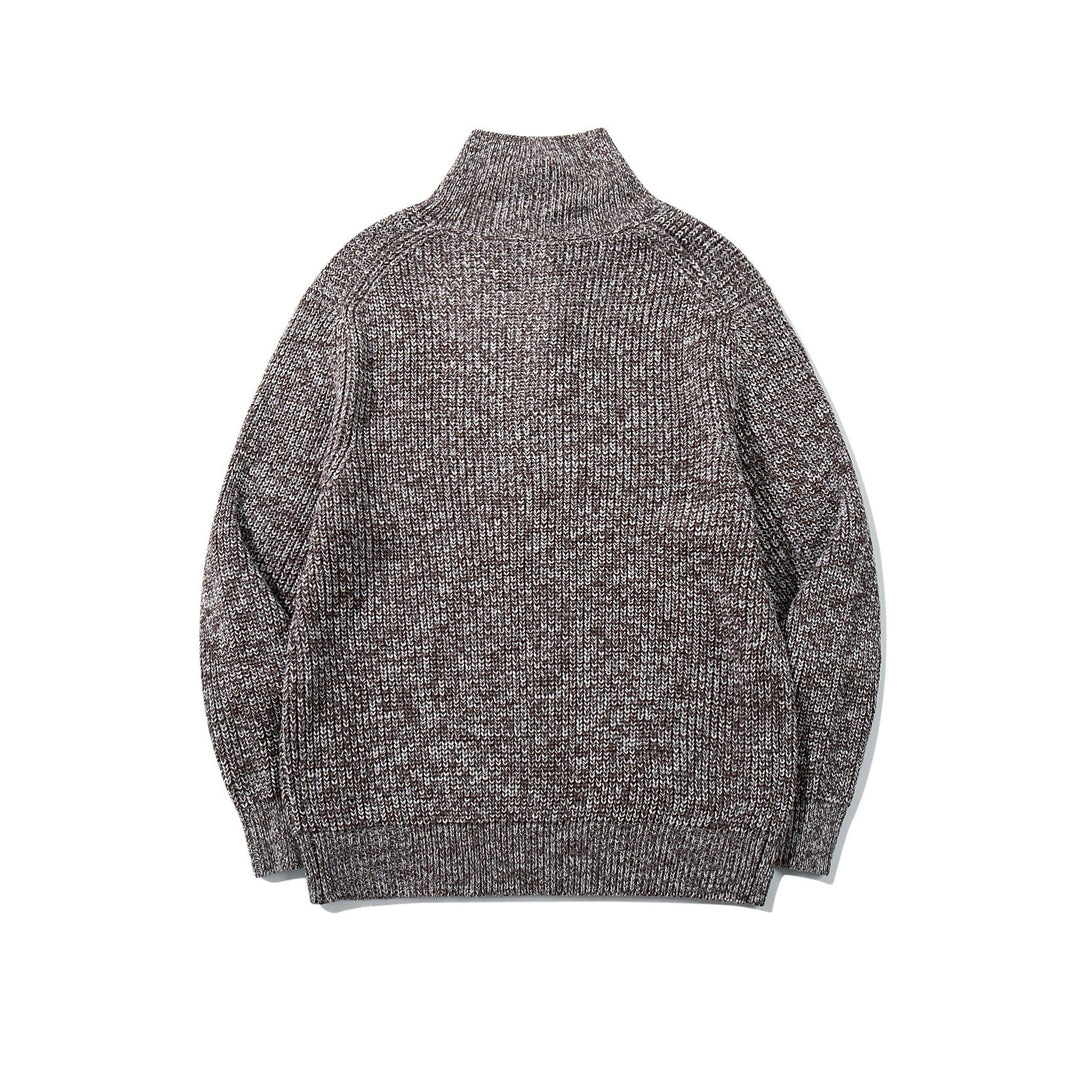 Unisex Grobgestrickter Rollkragenpullover mit halber Knopfleiste Echoarchiv