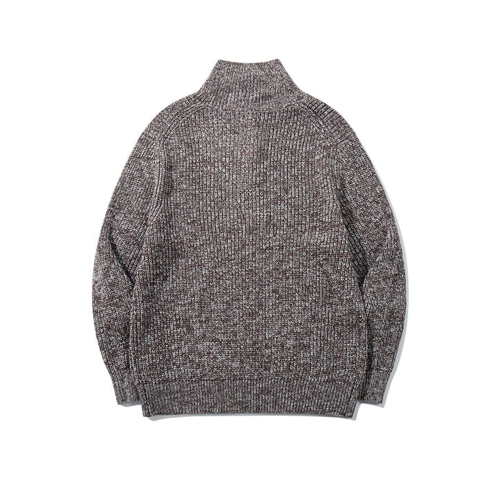 Unisex Grobgestrickter Rollkragenpullover mit halber Knopfleiste Echoarchiv