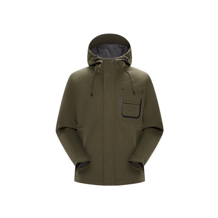 Herren Technische Funktionsjacke mit Kapuze, wasserabweisendem Softshell und Brustklappen-Tasche Echo Archiv