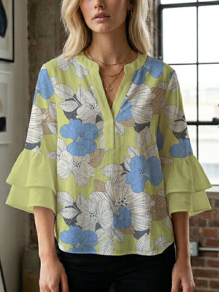 Damen Bluse mit voluminösen Ärmeln und floralem Design Echo Archiv