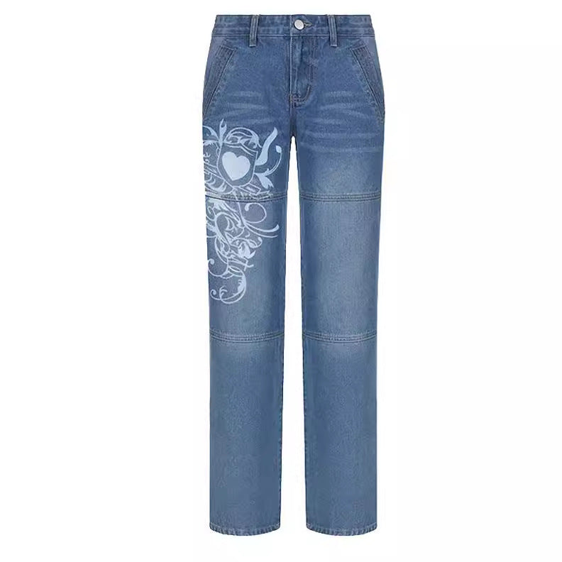 Damen weite Jeans mit einzigartigem grafischen Design Echo Archiv