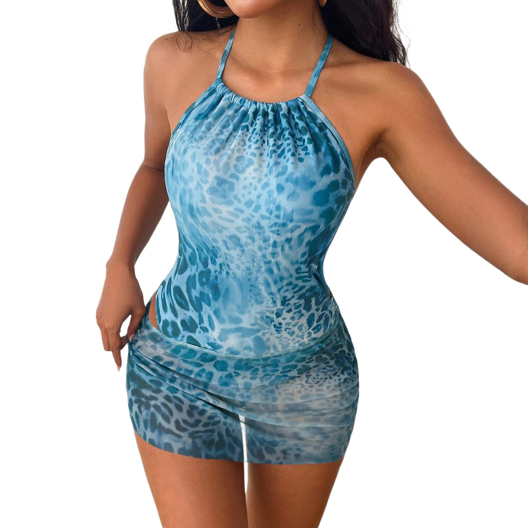 Damen Strappy Minibadeanzug mit tierischem Druck Echo Archiv