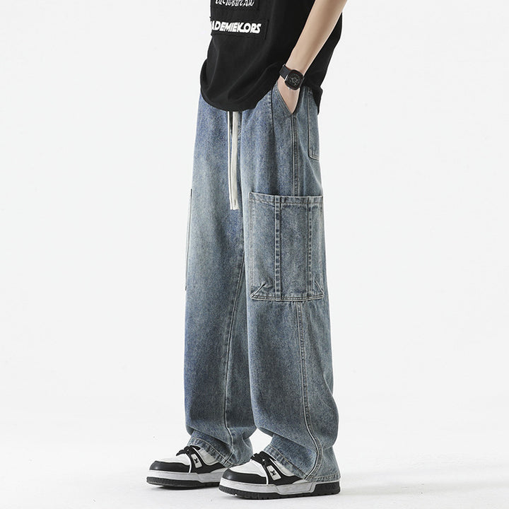 Herren Überdimensionierte Jeans-Hose mit multifunktionalen Taschen Echoarchiv