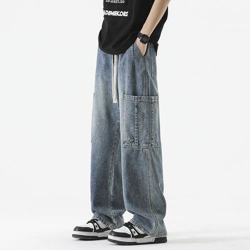 Herren Überdimensionierte Jeans-Hose mit multifunktionalen Taschen Echoarchiv