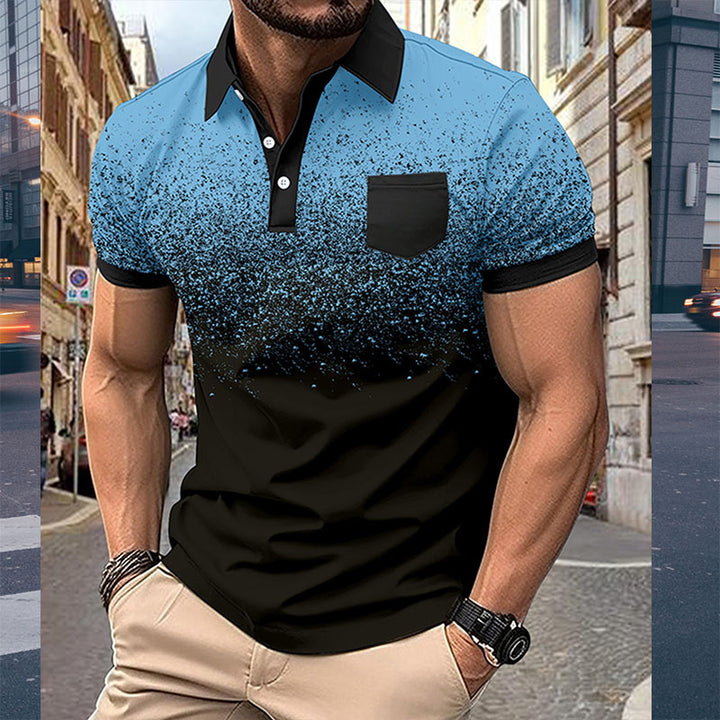 Herren Poloshirt mit dynamischem Farbverlauf und moderner Brusttasche Echoarchiv