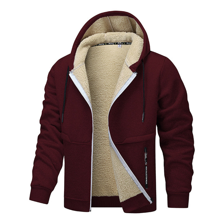 Herren Gefütterte Kapuzenjacke mit Teddyfutter, durchgehendem Reißverschluss und Eingriffstaschen Echo Archiv