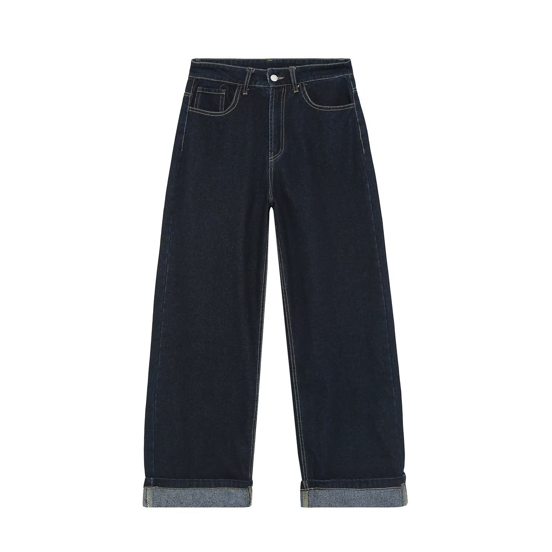 Damen Highwaist Wide‑Leg‑Jeans mit weitem Bein und Umschlagsaum Echoarchiv