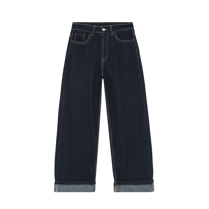 Damen Highwaist Wide‑Leg‑Jeans mit weitem Bein und Umschlagsaum Echoarchiv