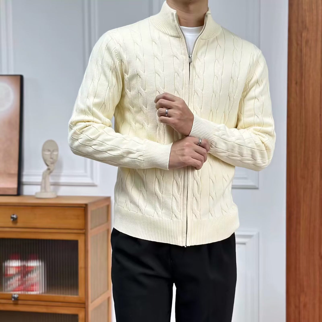 Herren Hochwertiger Strickpullover mit Reißverschluss Echo Archiv