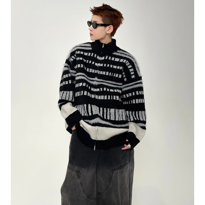 Herren Trendige Oversized Strickjacke mit Reißverschluss Echoarchiv