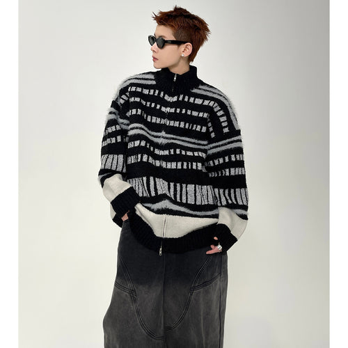 Herren Trendige Oversized Strickjacke mit Reißverschluss Echoarchiv