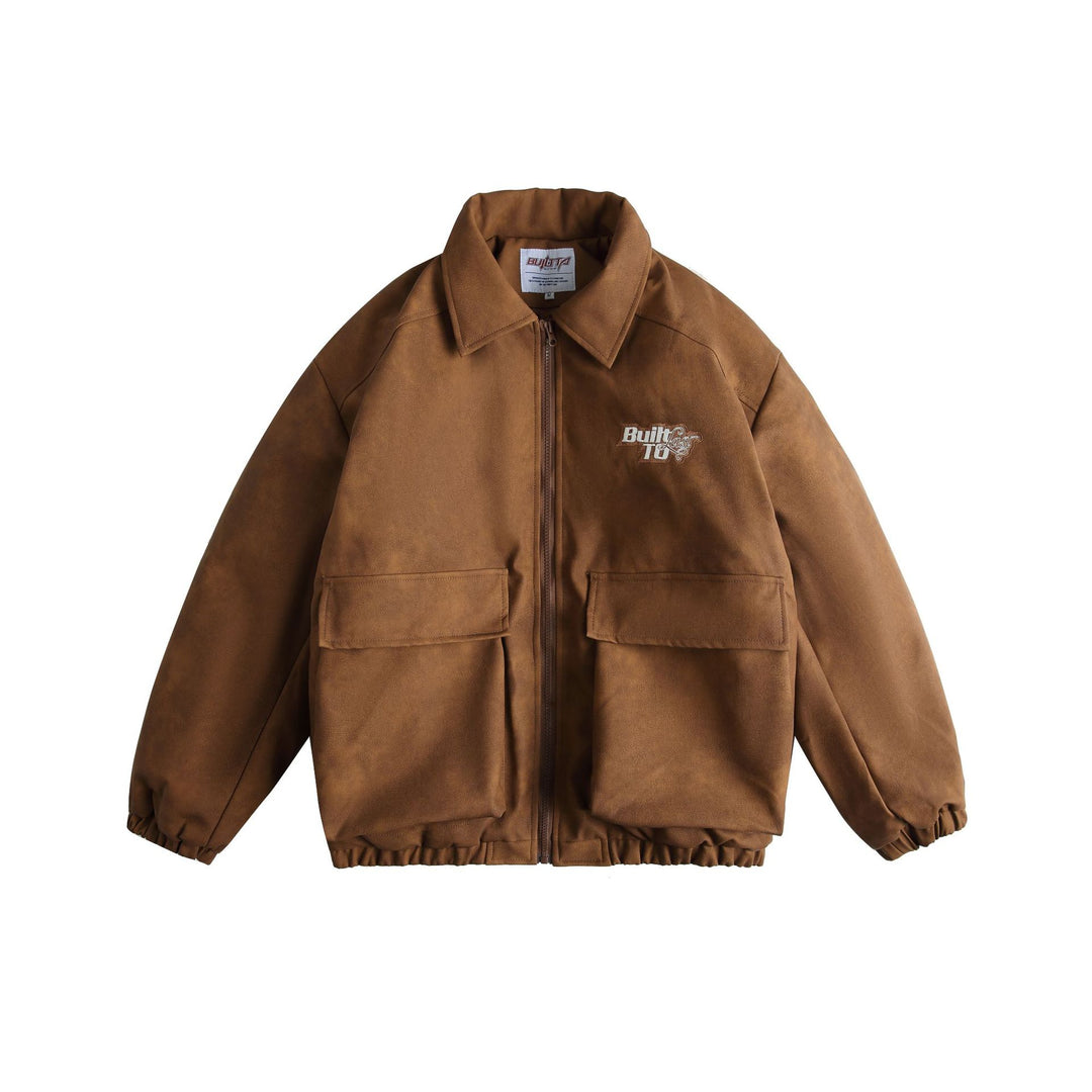 Herren Boxy Suede-Optik Blousonjacke mit aufgesetzten Pattentaschen Echoarchiv