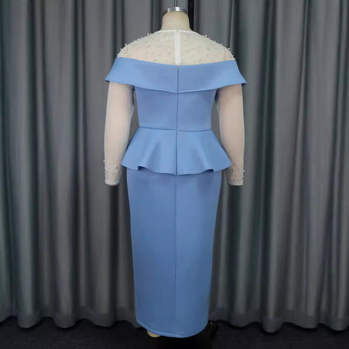 Damen elegantes Midi-Kleid mit schulterfreiem Design und Rüschenelement Echo Archiv